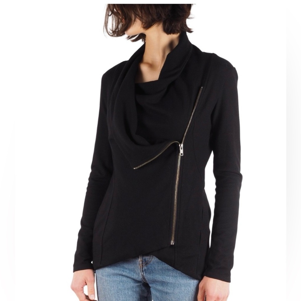 Helmut Lang Women's Black Wool Zip Biker Style Jacket